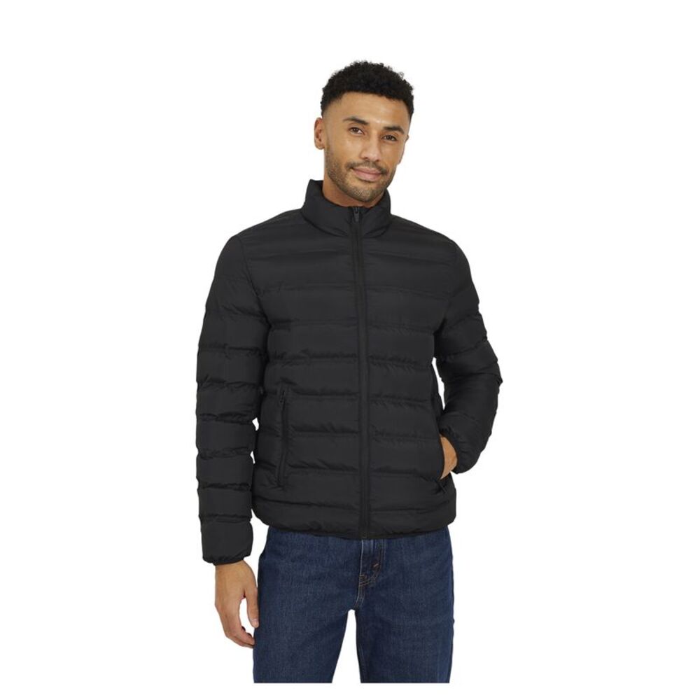 Brave Soul Mens Marley Quilted Funnel Neck Jacket / Black